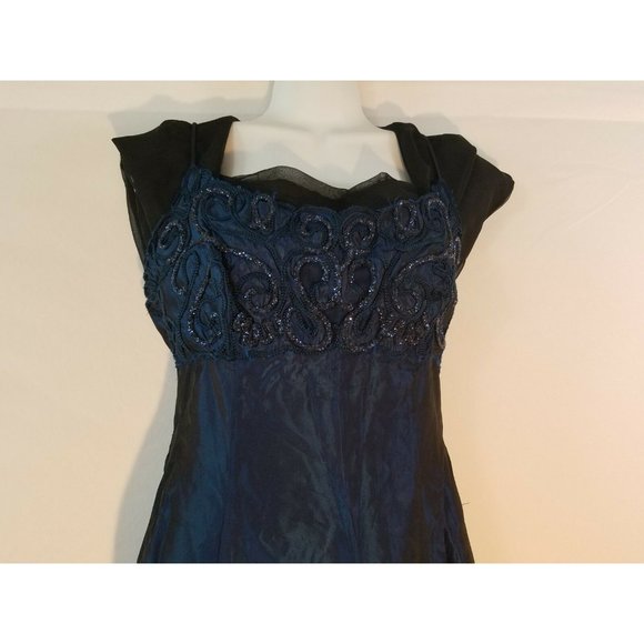 Zum Zum by Niki Livas vintage Formal Dress Size 9 Iridescent blue Modesty Beaded - Picture 3 of 9